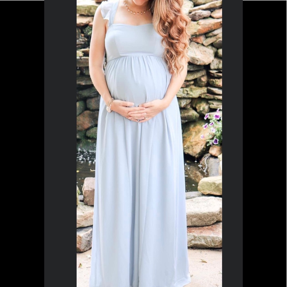 June maxi dress steel blue chiffon size S